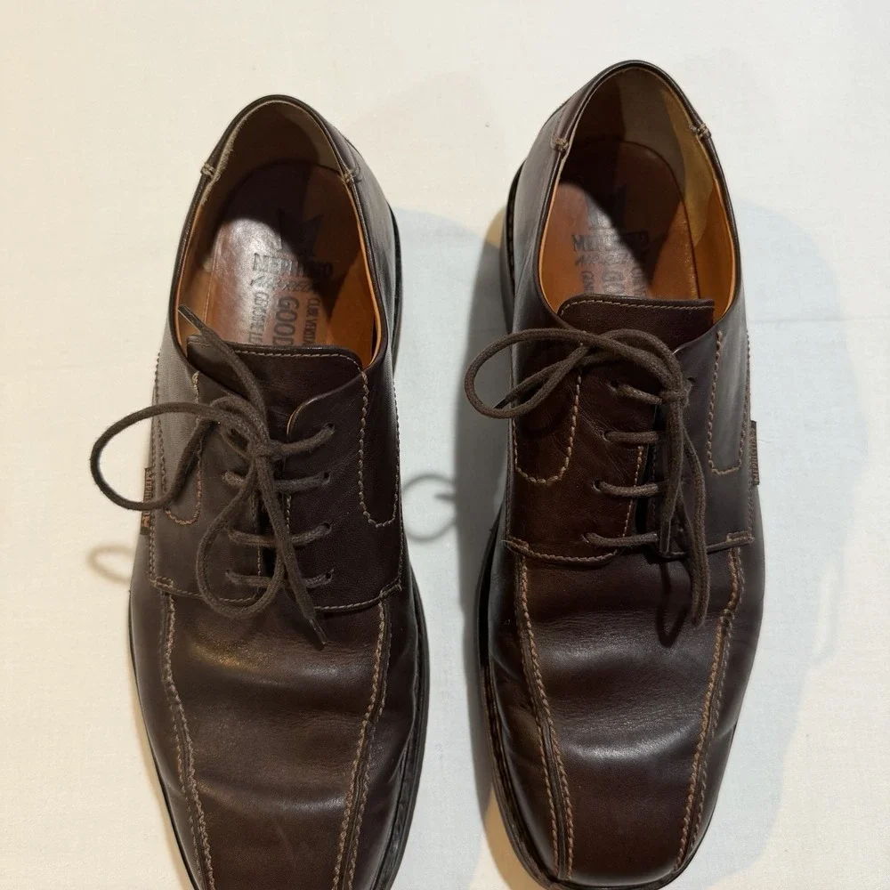 Mephisto Goodyear Welt Leather  Derby Shoes Dark Brown Men's 8.5 US